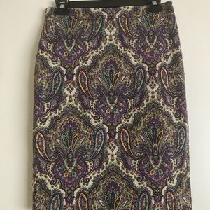 J. Crew knee-length pencil skirt, purple print